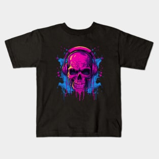 Retrowave gamer skull Kids T-Shirt